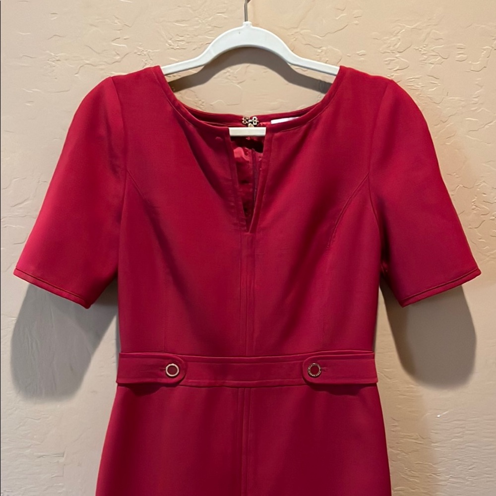 Tory Burch Red Wool and Lined Sheath Midi Dress - Picture 3 of 5